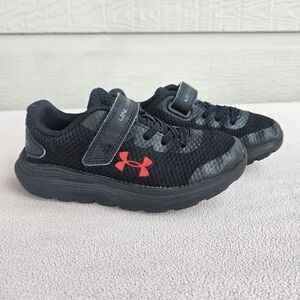 Under Armour Surge 2 Toddler SZ 12 Black Unisex Low Top Hook & Loop Sneaker
